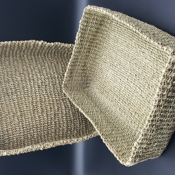 Vintage Hand Crafted 1 Square and 2 Rectangle Grass Baskets with Lids - Picture 16 of 16